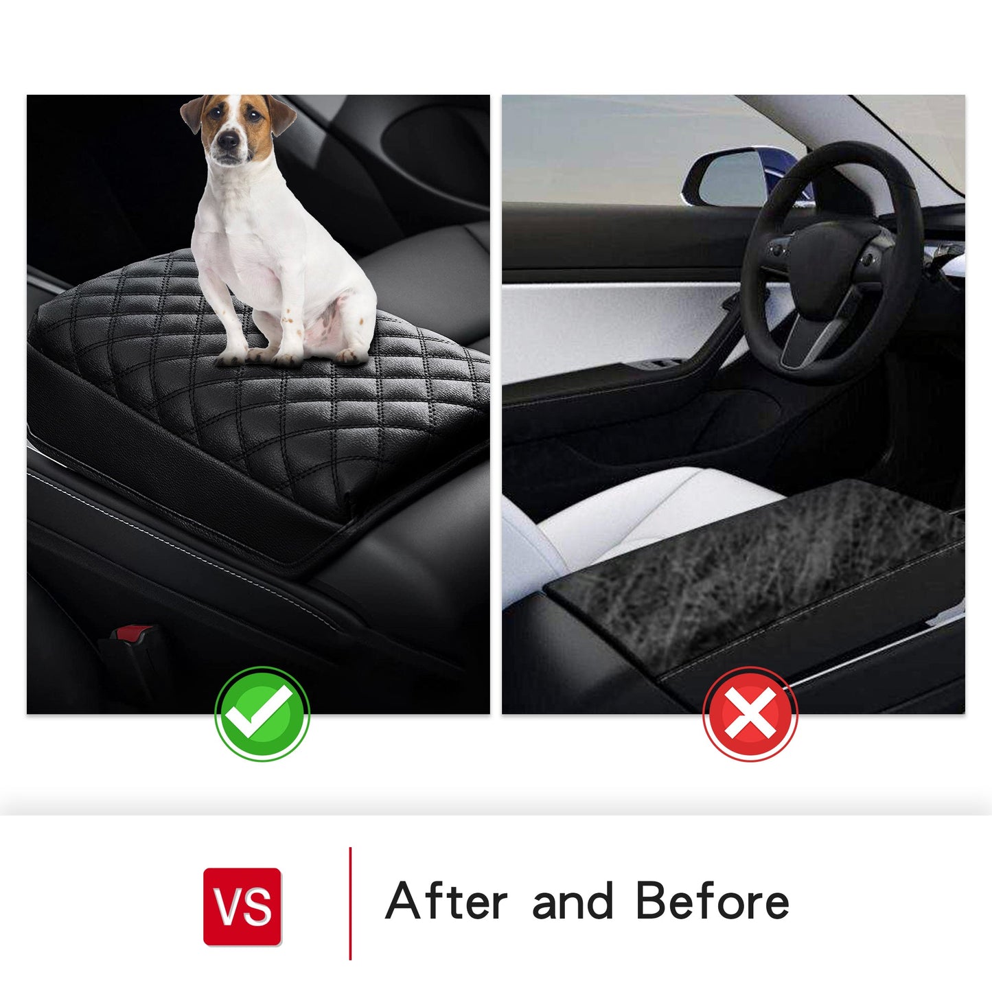 Tesla Center Console Cover Model 3&Y Armrest Pad Accessories Leather