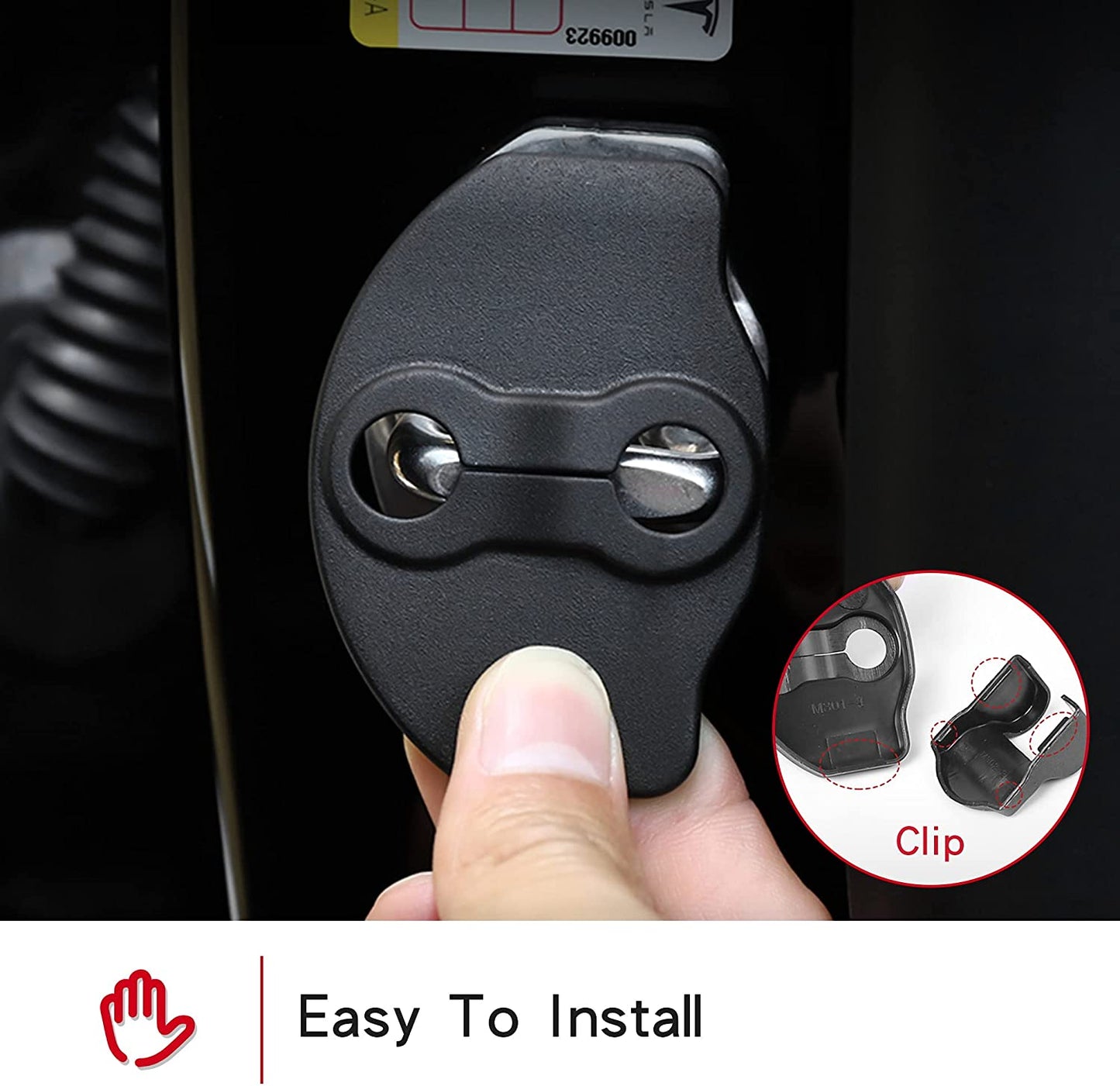 Tesla Model 3/Y Door Lock Cover Protector Accessories Latches Covers,Stainless Steel Door Stopper 4 Pcs(Carbon Fiber)