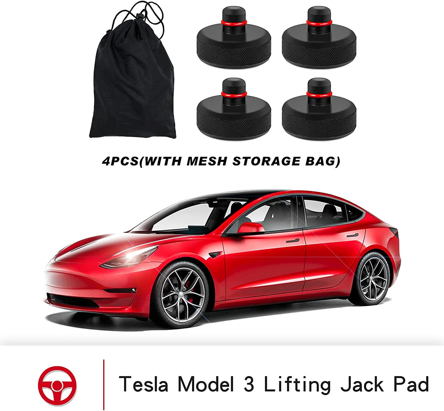 Tesla Model 3 Jack Pad Floor Protects Battery and Paint Jack Pad Adapter with Storage Bag,Fits All Tesla Vehicle (4 PCS)