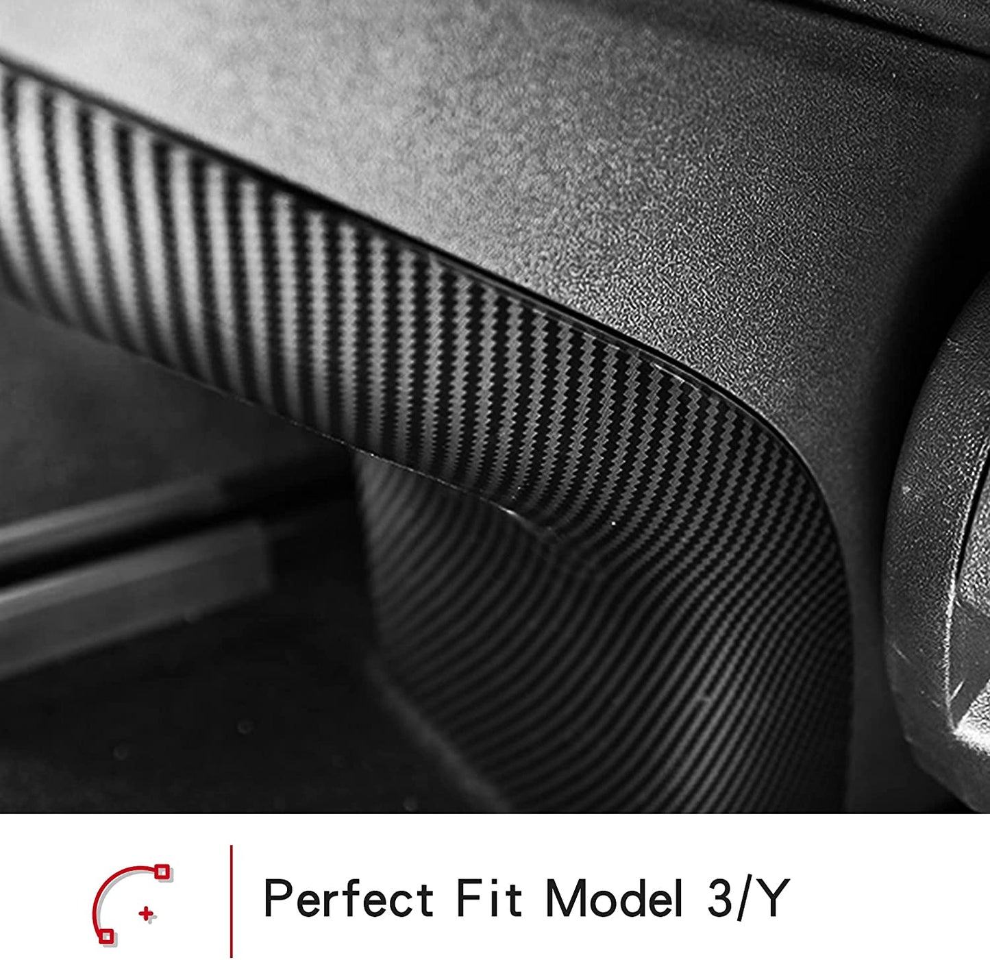 Tesla Model 3 Center Console Armrest Panel Box Cover Modification Accessories Decoration Custom Fit 2021 Model 3/Y (Carbon Fiber)