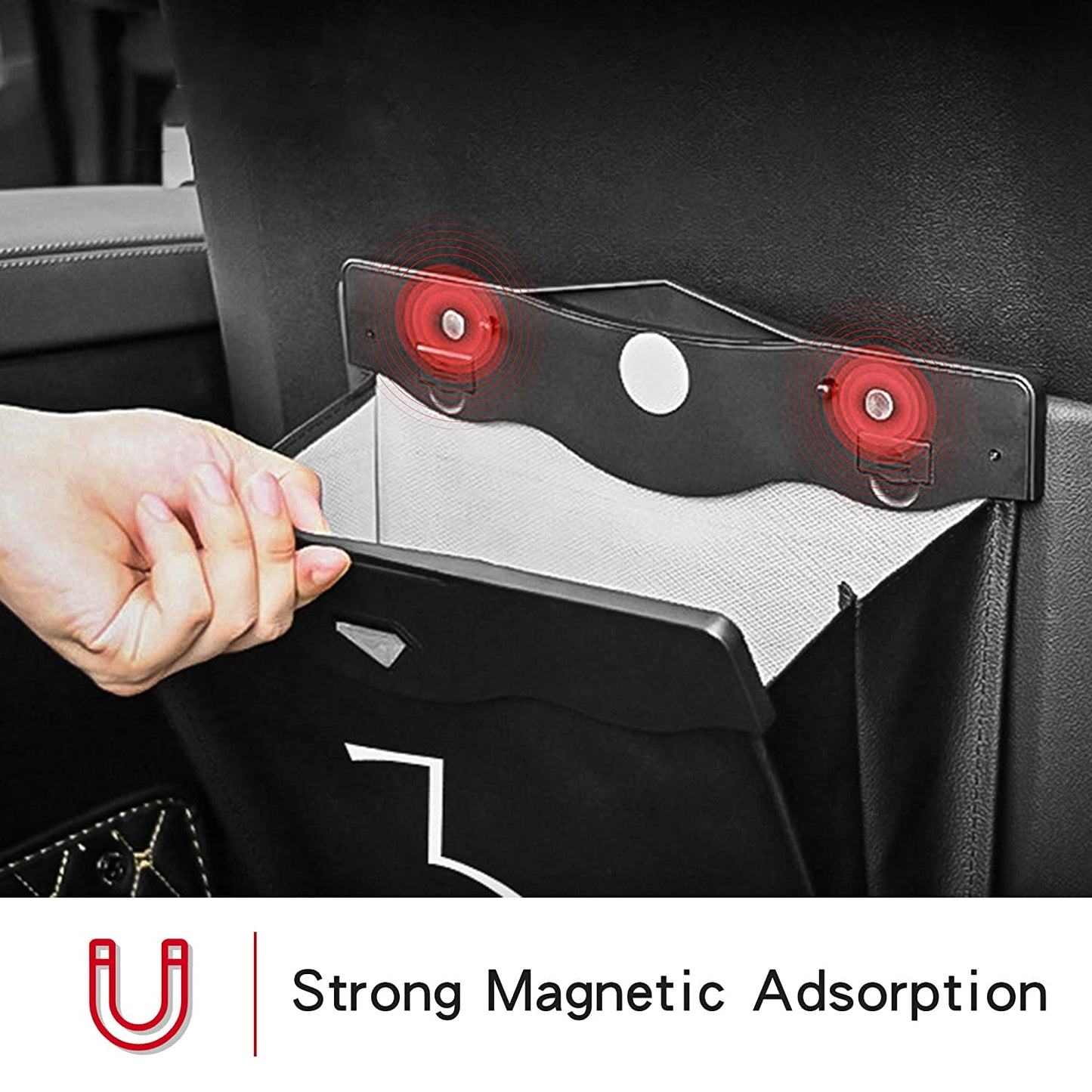 Tesla Model 3 Trash Can Accessories for Back Seat Garbage Bag with Hanging Magnetic Buckle Waterproof(2 Pack)