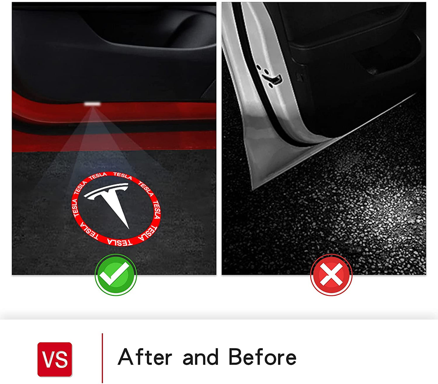 Tesla Model 3 LED Logo Projector Puddle Lights,Model 3/Y/S/X Car Door Light Accessories 2 Pack(Tesla with Circle)