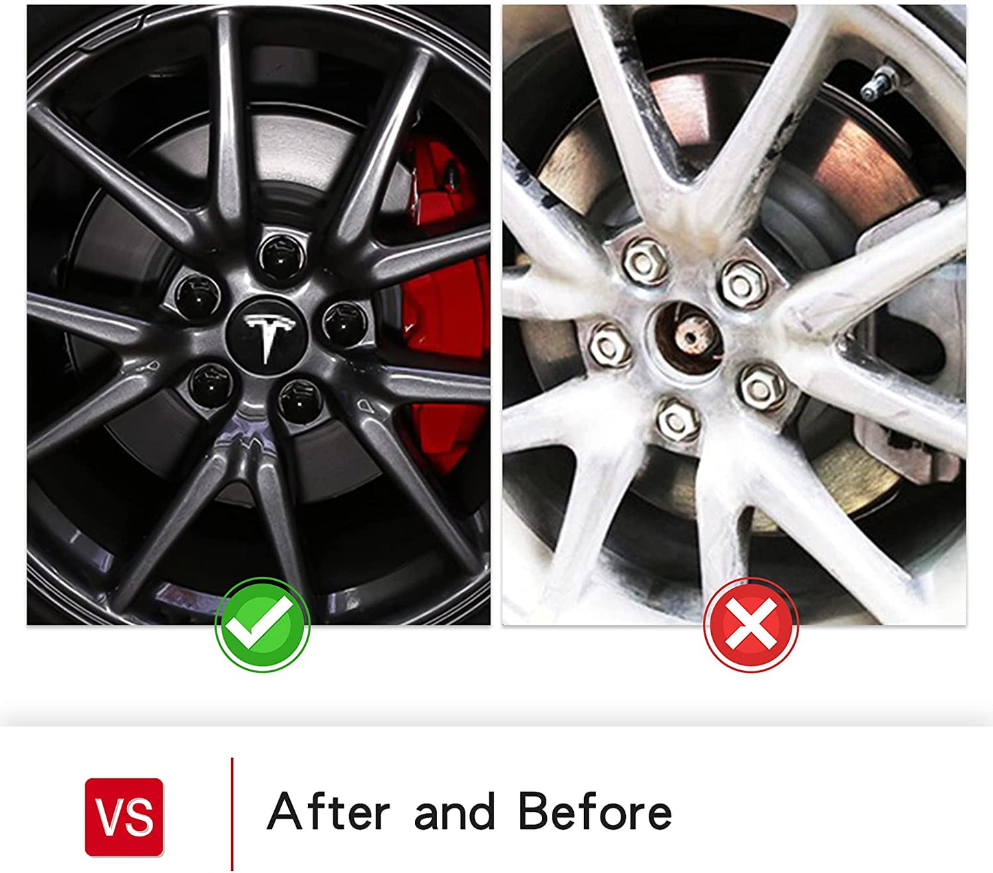 Tesla Model 3 Wheel Cap Kit Center Cap Lug Nut Cover Fit for Model Y Model S Model X Car Accessories White&Black (4 Hub Center Cap + 20 Lug Nut Cover)