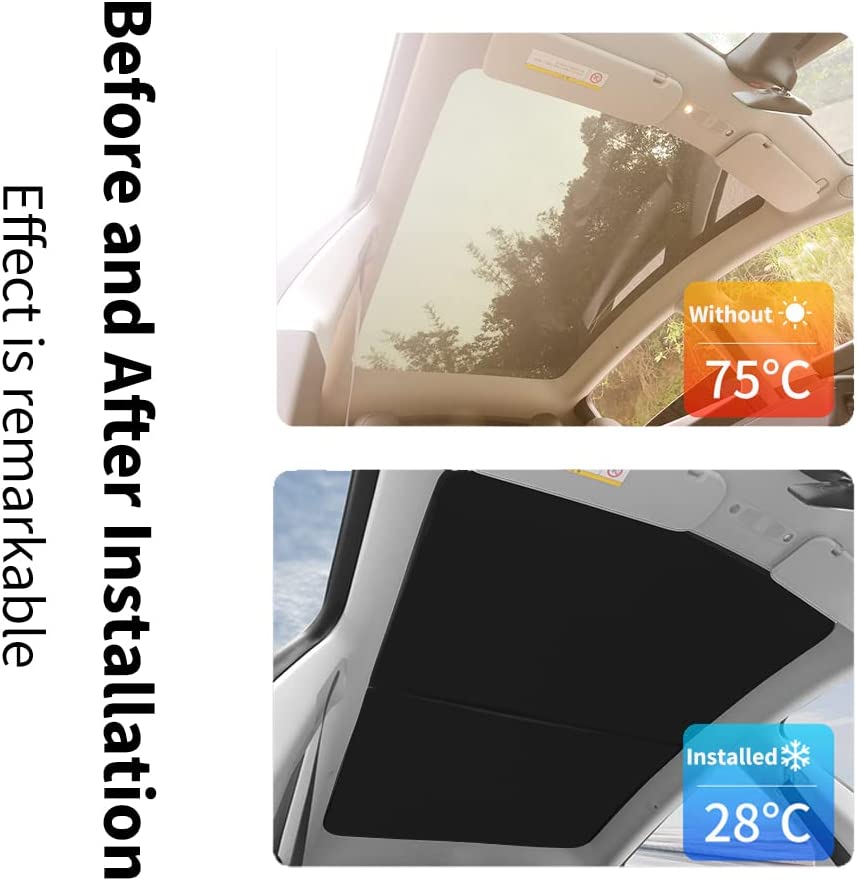 Fit for Tesla Model Y 2021 2022 Sunshade Skylights Rear Window Sun Shade, Sunroof Foldable and Double-Layered UV Protection(Model Y 2021 2022 Accessories,White)…