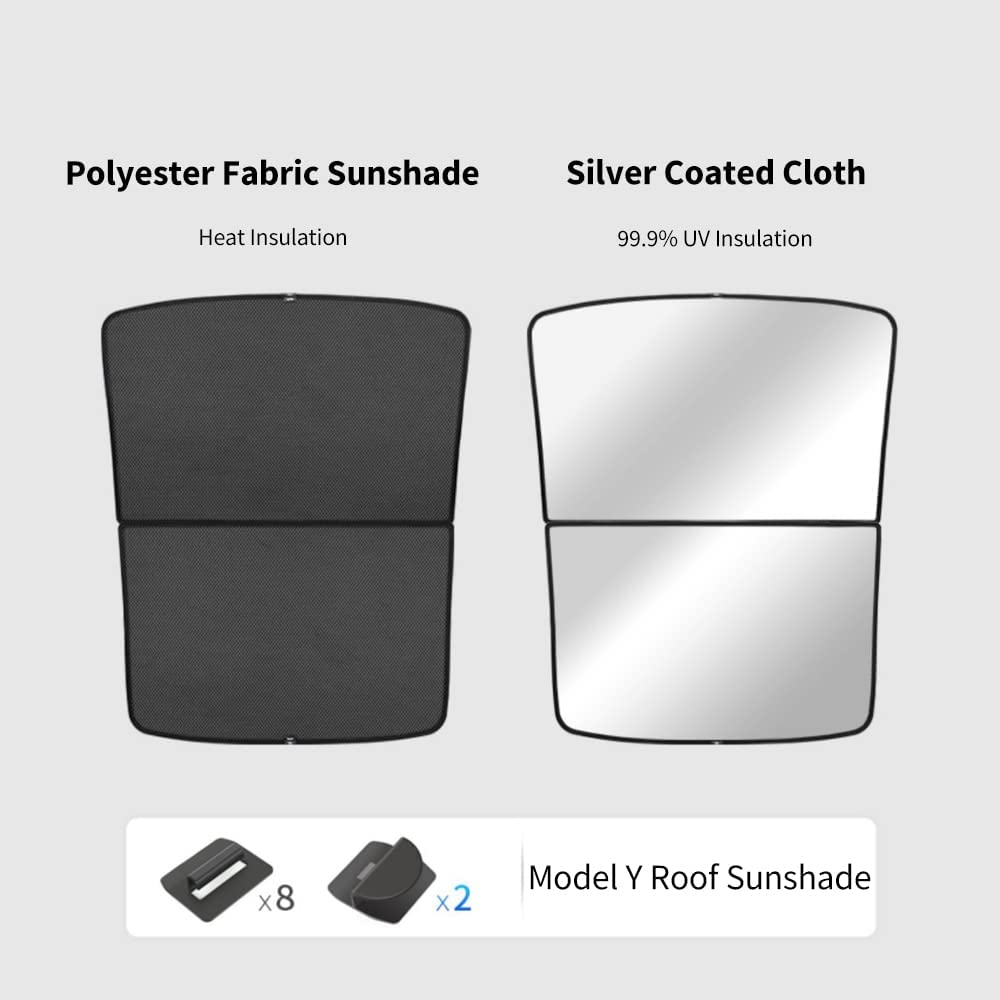 Fit for Tesla Model Y 2021 2022 Sunshade Skylights Rear Window Sun Shade, Sunroof Foldable and Double-Layered UV Protection(Model Y 2021 2022 Accessories,White)…