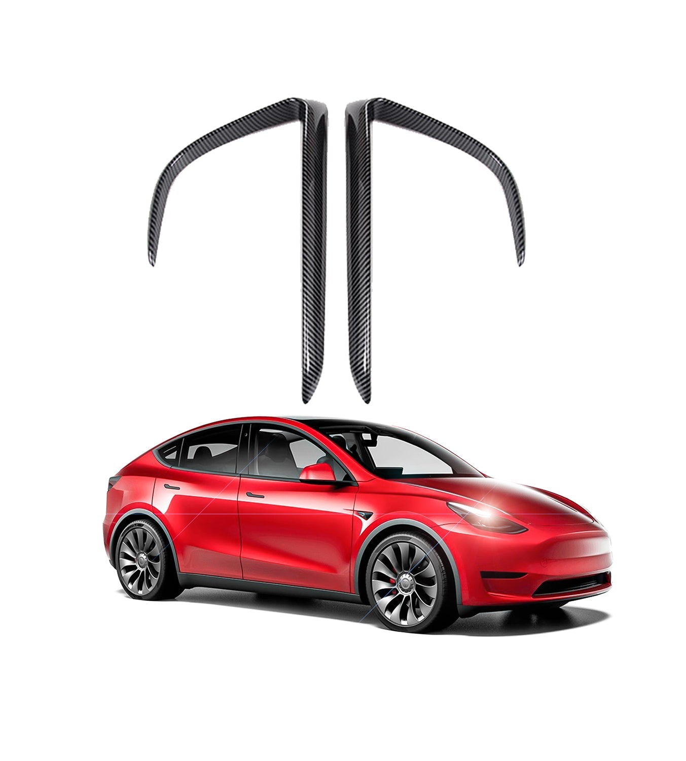 Front Fog Light Trim Cover Fog Lamp Frame Blade Trim Eyebrow Spoiler External Decoration Accessories for 2020 2021 Model Y (Glossy Carbon Fiber)