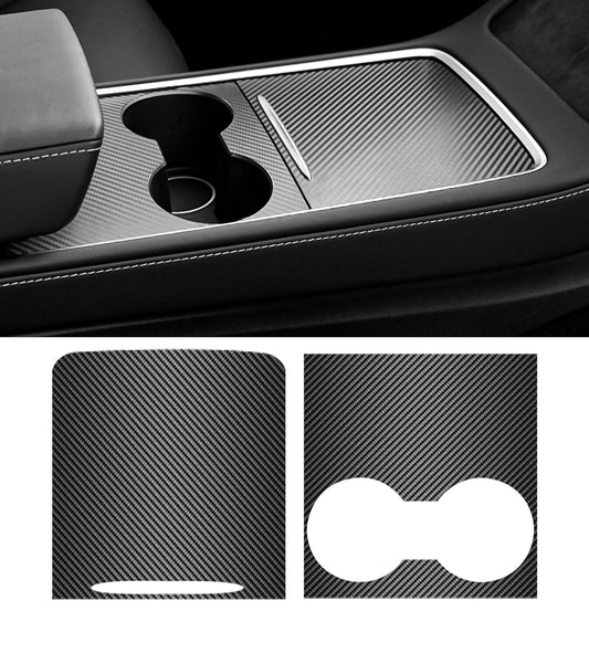 Center Console Cover for 2021 Tesla Model 3 Model Y Accessories ABS & Stainless Steel Car Interior Decoration Wrap(Matte Black)