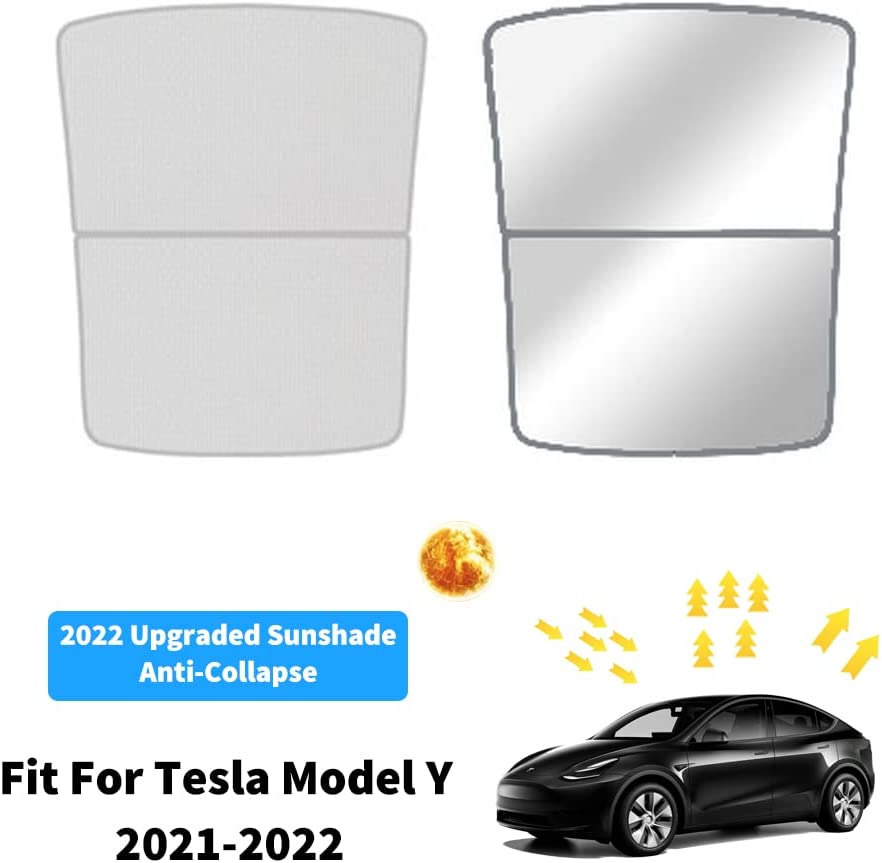 Fit for Tesla Model Y 2021 2022 Sunshade Skylights Rear Window Sun Shade, Sunroof Foldable and Double-Layered UV Protection(Model Y 2021 2022 Accessories,White)…