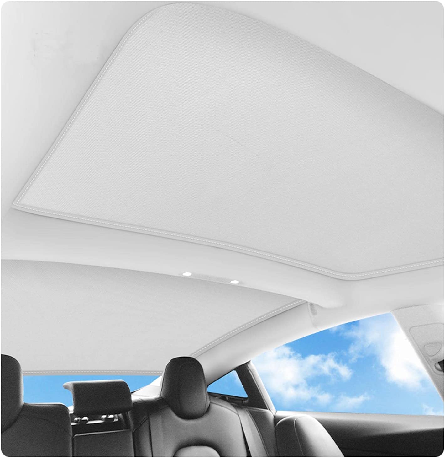 Tesla Model 3 Sunshade Roof Window Skylights Sun Shade with Uv/Heat Insulation Cover for Rear Glasses Tesla Model 3 2021 2022 Roof White Sun Shade Block…