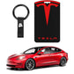 Tesla Key Card Holder Keychain for Tesla Model 3 Model Y Silicone Key Chain Logo Pattern Car Accessories Black&Red.