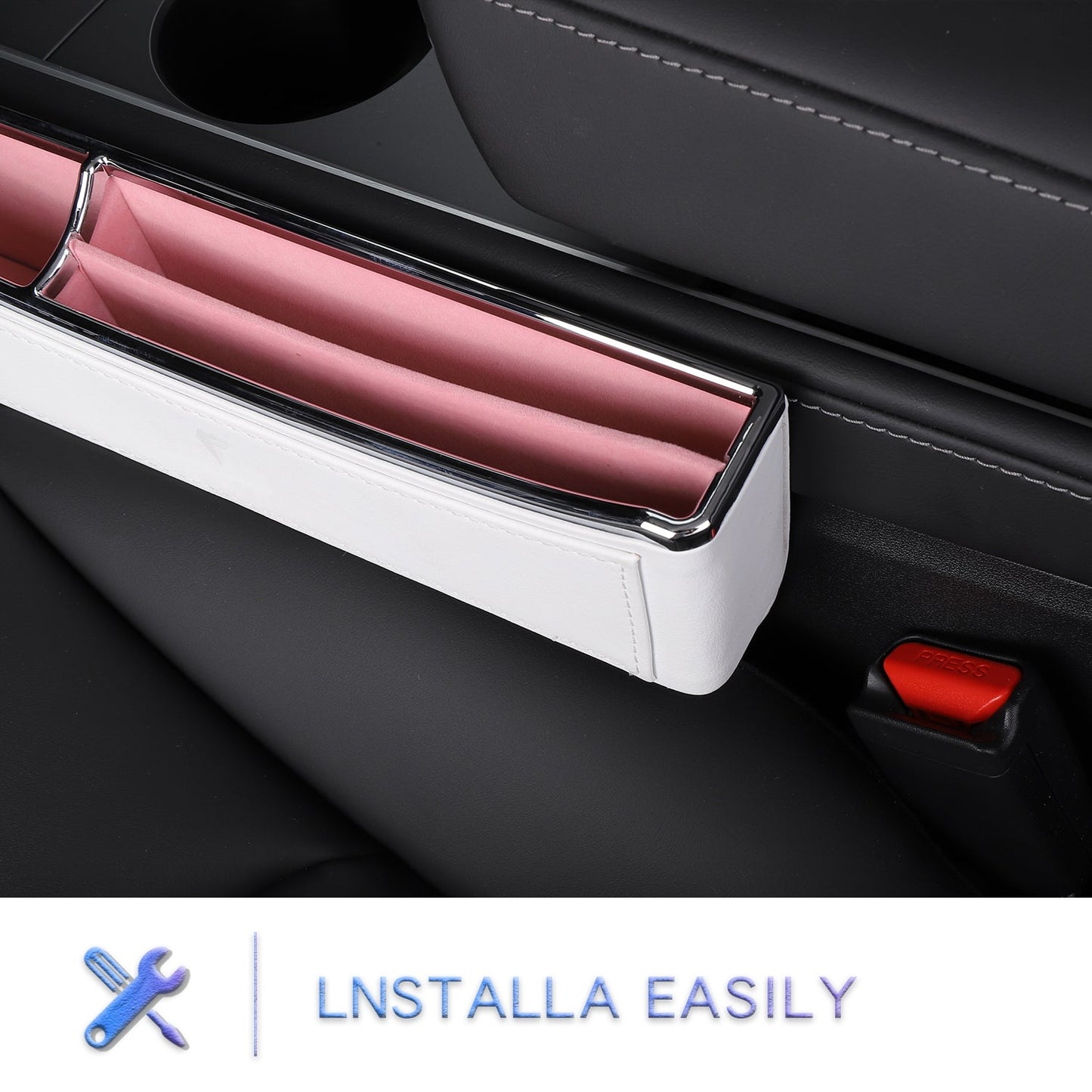 Car Seat Gap Filler Organizer, Full Leather Console Organizer for 2017-2022 Model 3/Y Accessories