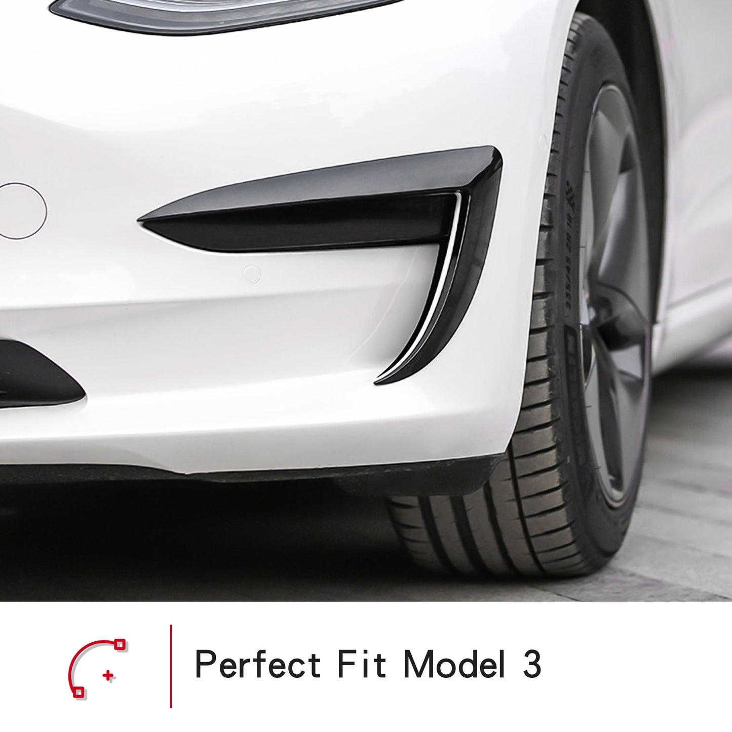 Tesla Model 3 Front Fog Light Trim Cover Fog Lamp Frame Blade Trim Eyebrow Spoiler for All Model 3