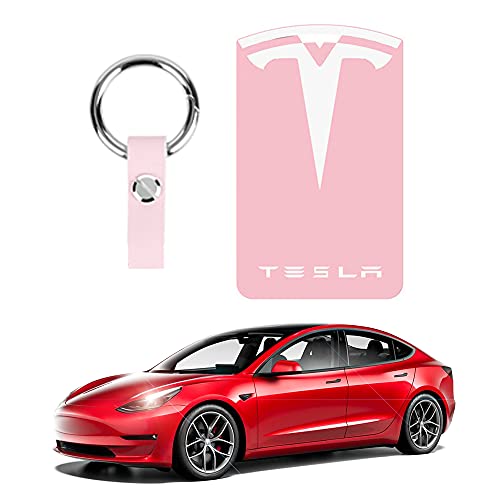 Tesla Key Card Holder Keychain for Tesla Model 3 Model Y Silicone Key Chain Logo Pattern Car Accessories Black&Red.