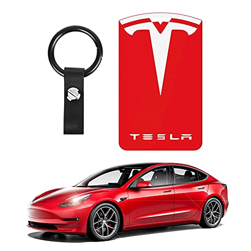 Tesla Key Card Holder Keychain for Tesla Model 3 Model Y Silicone Key Chain Logo Pattern Car Accessories Black&Red.