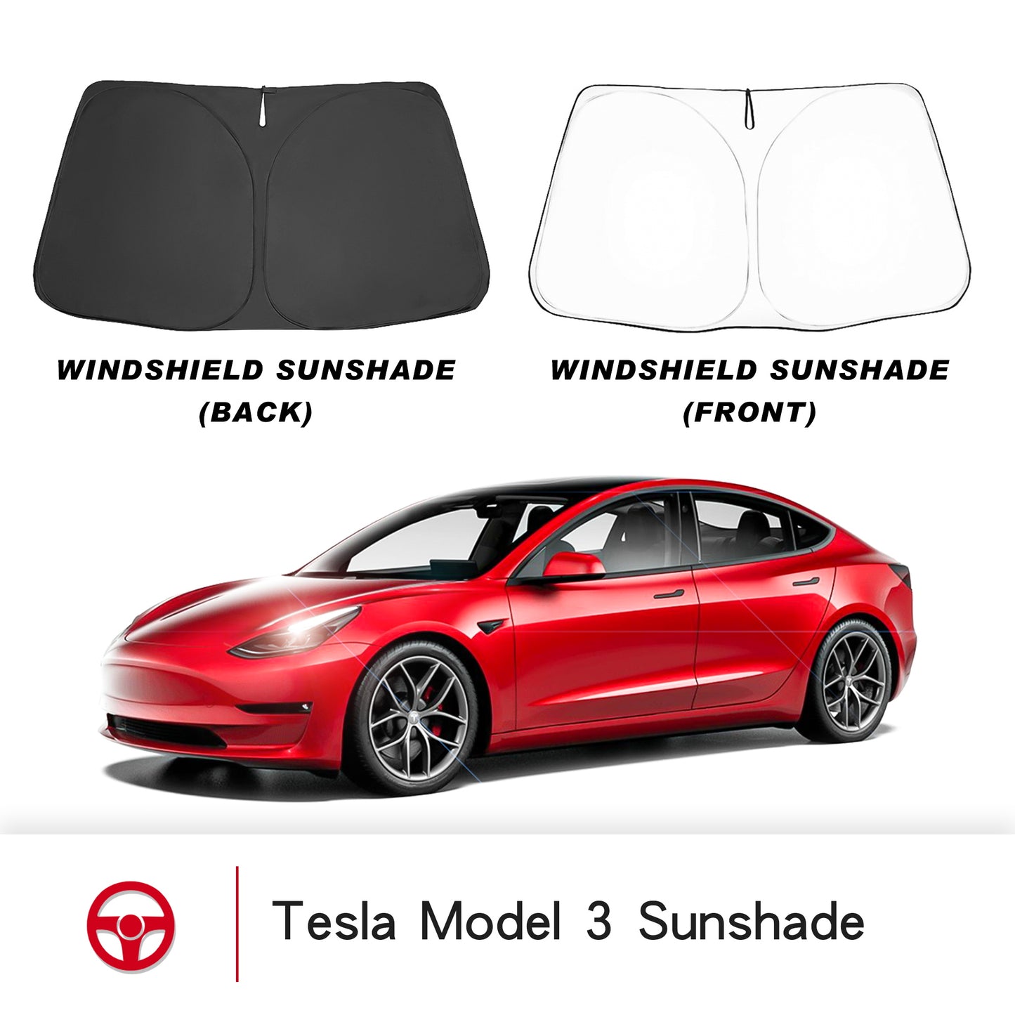 Arcoche Tesla Model 3 Sunshades Glass Roof and Half Rear Window Sunshade Foldable with UV/Heat Insulation Film Cover Set (6Pcs)