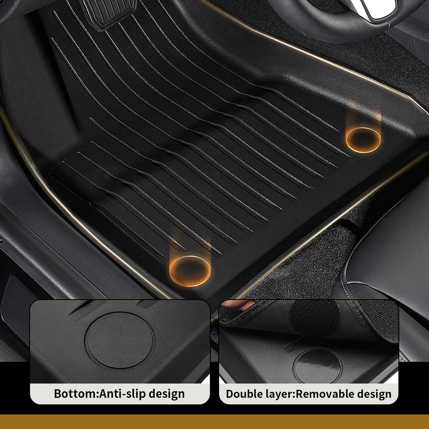 Arcoche Floor Mats with TPE + Loop Pile for All Weather Anti-Slip Waterproof for 2016-2022 Model 3/Y (6 Pcs)