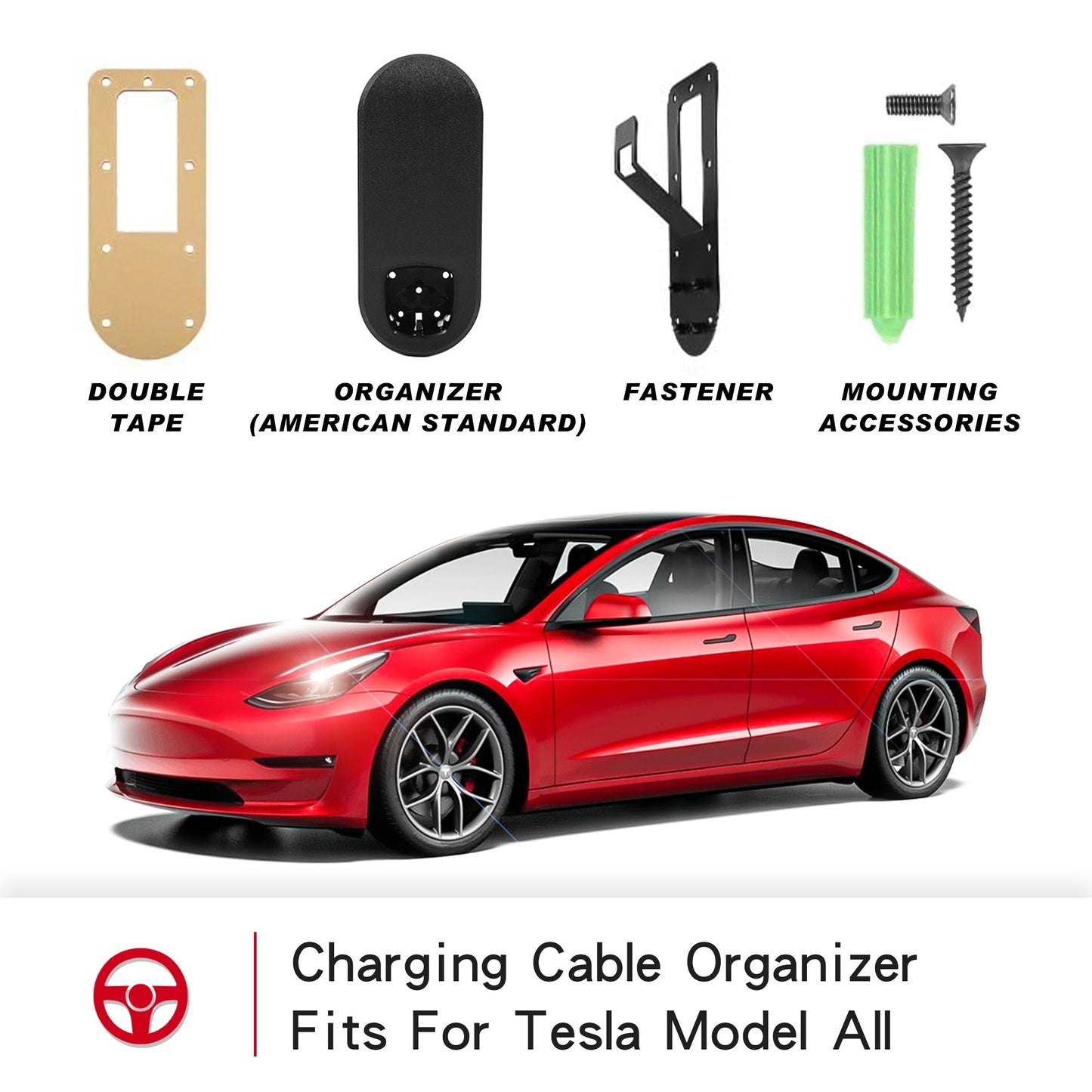 Tesla Charging Cable Organizer,Wall Mount Connector Bracket Charger Holder Adapter for Model 3/Y/X/S