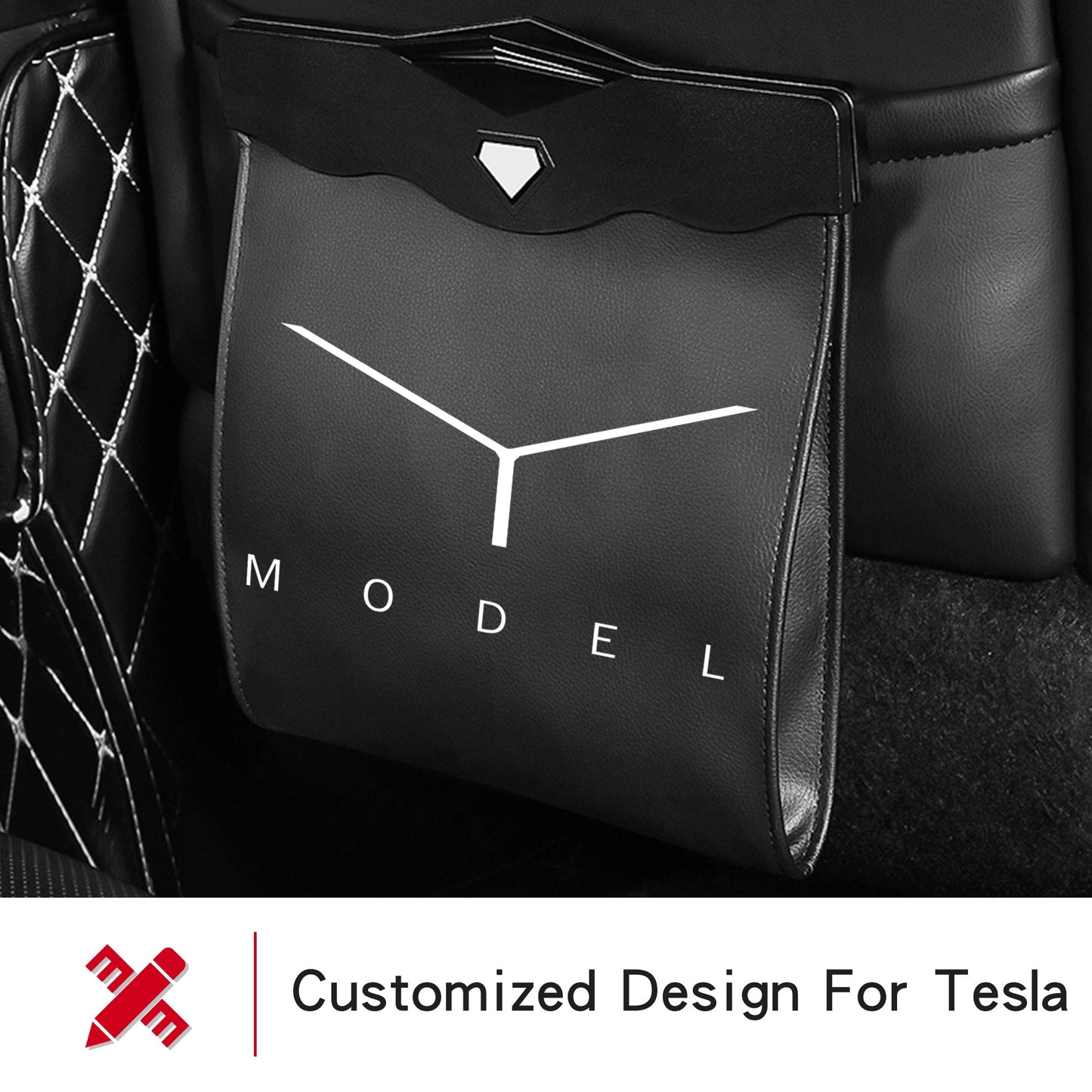 Tesla Model Y Trash Can, Back Seat Garbage Bag with Hanging Magnetic Buckle Waterproof for 2020 2021 2022 model Y accessories