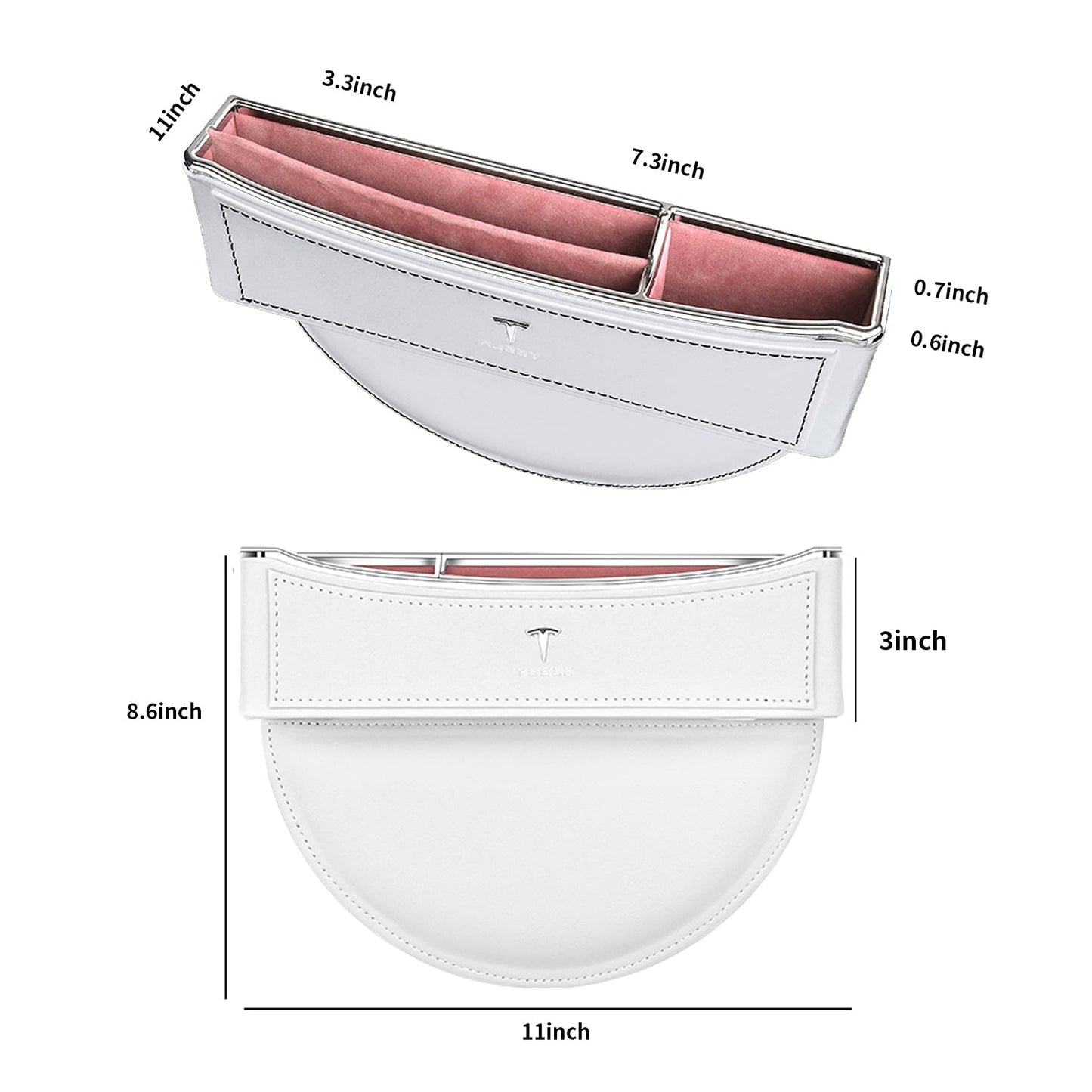 Car Seat Gap Filler Organizer, Full Leather Console Organizer for 2017-2022 Model 3/Y Accessories