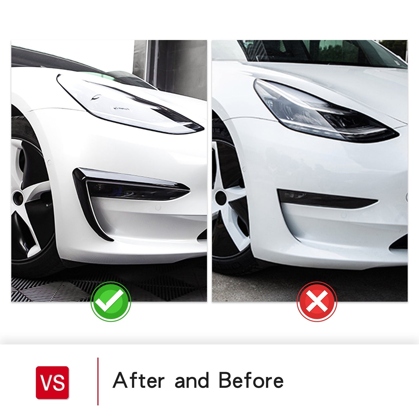 Tesla Model 3 Front Fog Light Trim Cover Fog Lamp Frame Blade Trim Eyebrow Spoiler for All Model 3