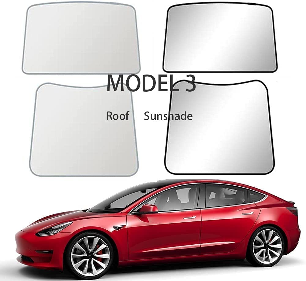 Tesla Model 3 Sunshade Roof Window Skylights Sun Shade with Uv/Heat Insulation Cover for Rear Glasses Tesla Model 3 2021 2022 Roof White Sun Shade Block…