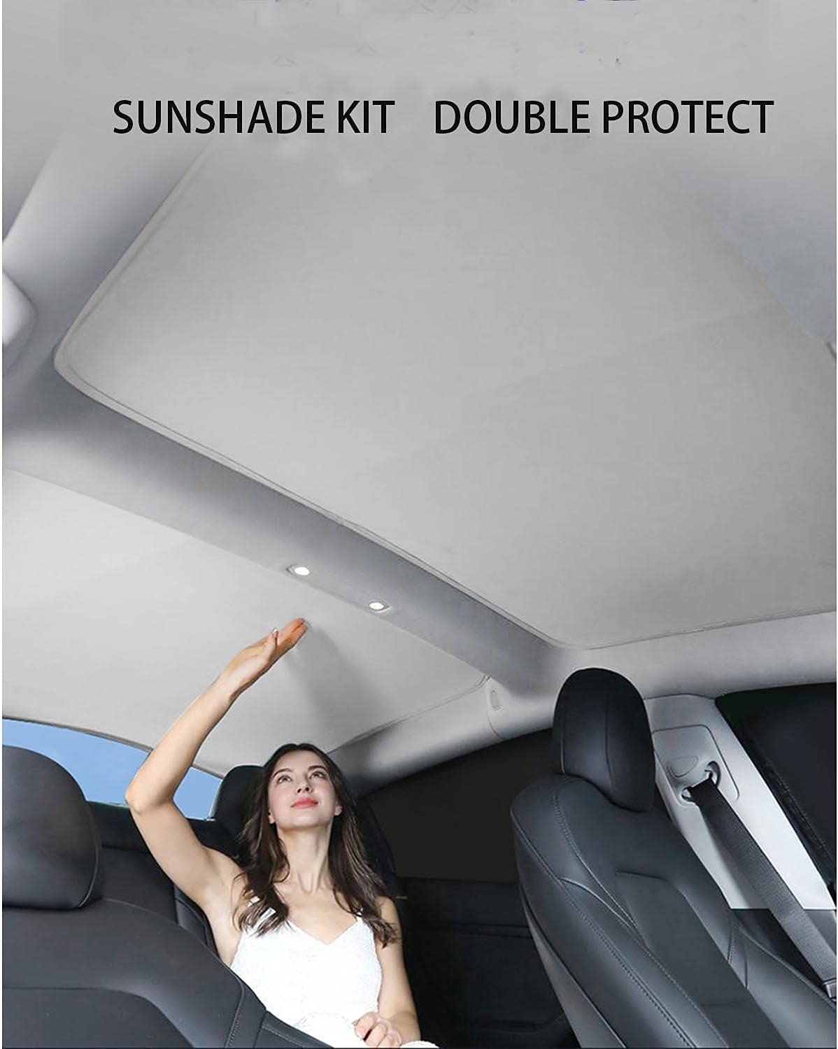 Tesla Model 3 Sunshade Roof Window Skylights Sun Shade with Uv/Heat Insulation Cover for Rear Glasses Tesla Model 3 2021 2022 Roof White Sun Shade Block…