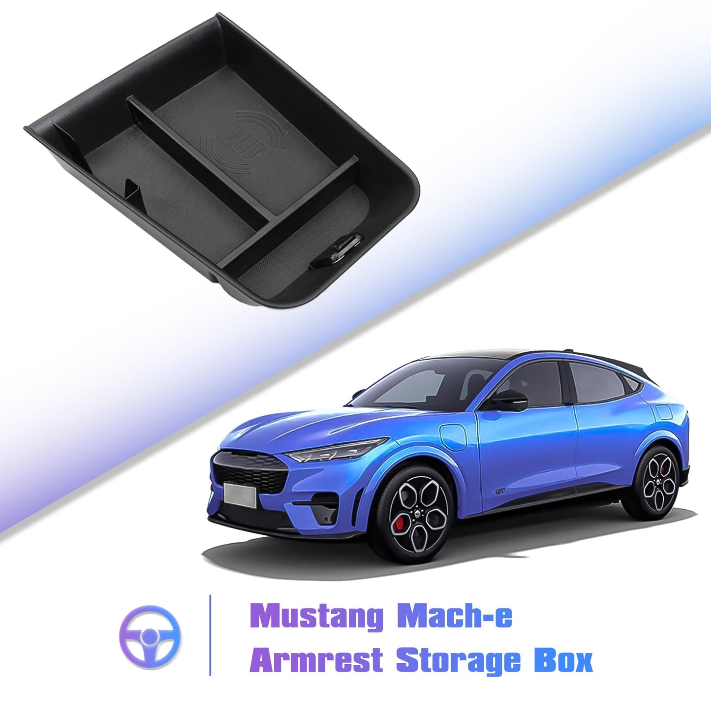 For Mustang Mach-E Center Console Organizer,Wireless Charging Tray Interior Accessories Armrest Storage Box (Center Console)