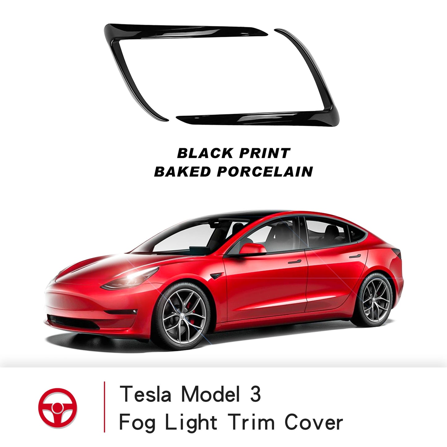 Tesla Model 3 Front Fog Light Trim Cover Fog Lamp Frame Blade Trim Eyebrow Spoiler for All Model 3