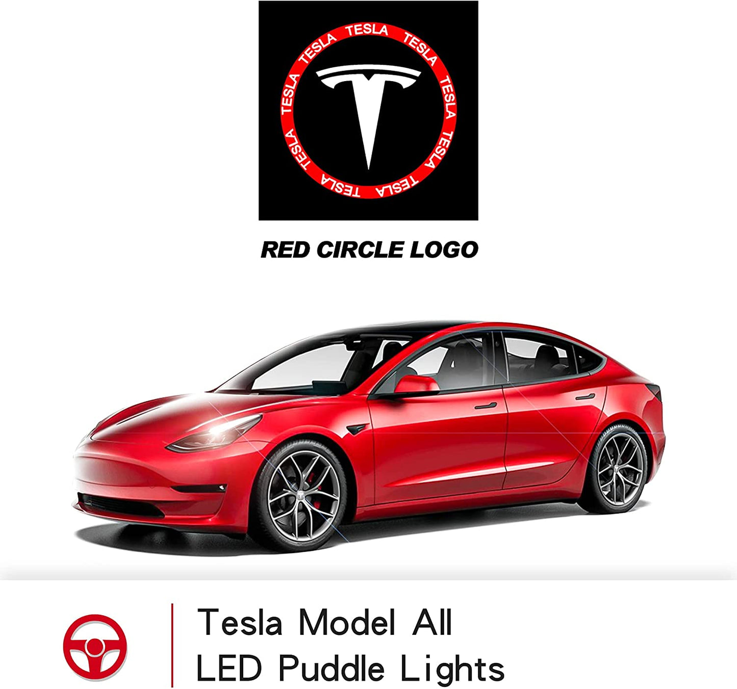 Tesla Model 3 LED Logo Projector Puddle Lights,Model 3/Y/S/X Car Door Light Accessories 2 Pack(Tesla with Circle)