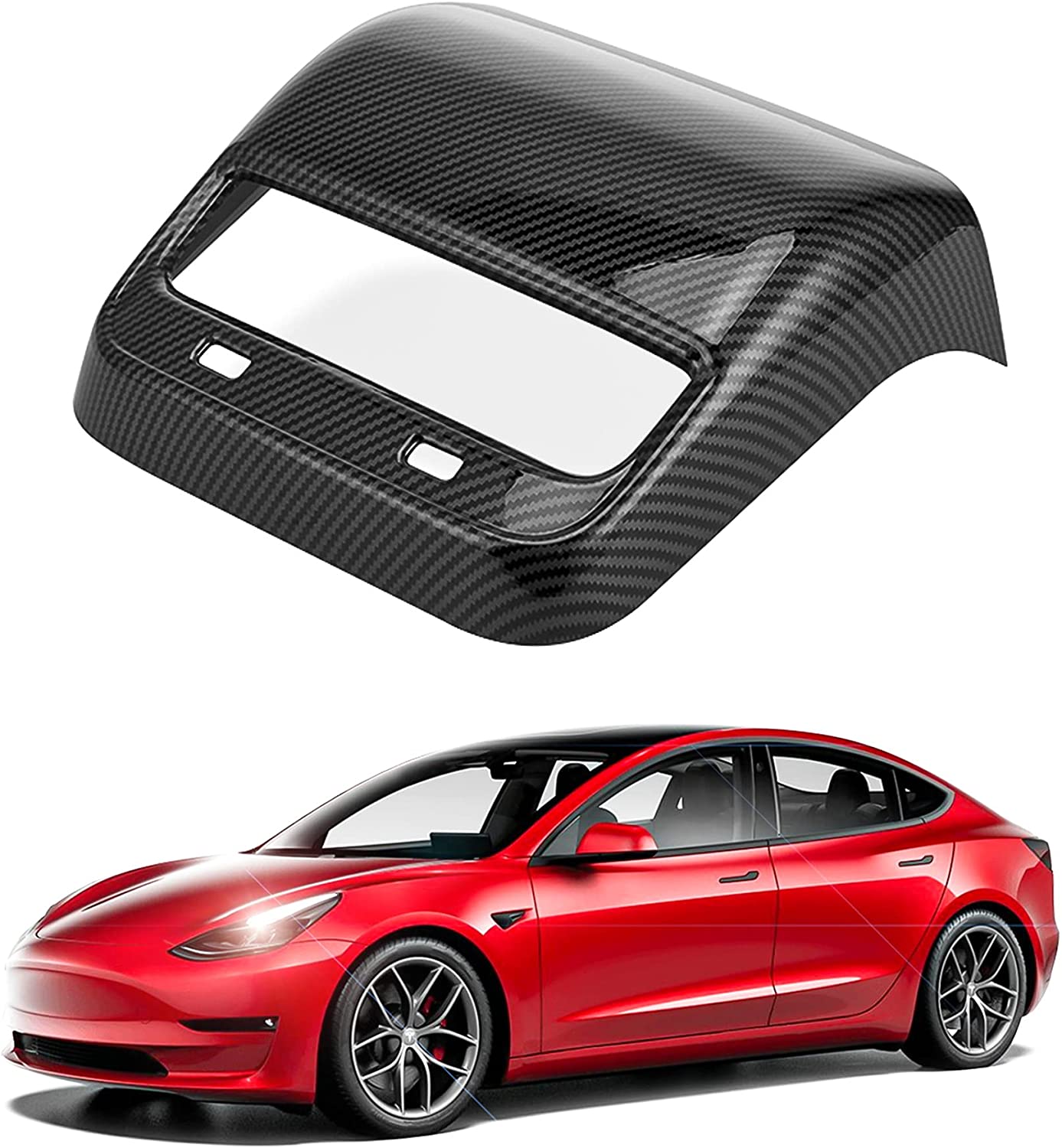 Tesla Model 3 Center Console Armrest Panel Box Cover Modification Accessories Decoration Custom Fit 2021 Model 3/Y (Carbon Fiber)