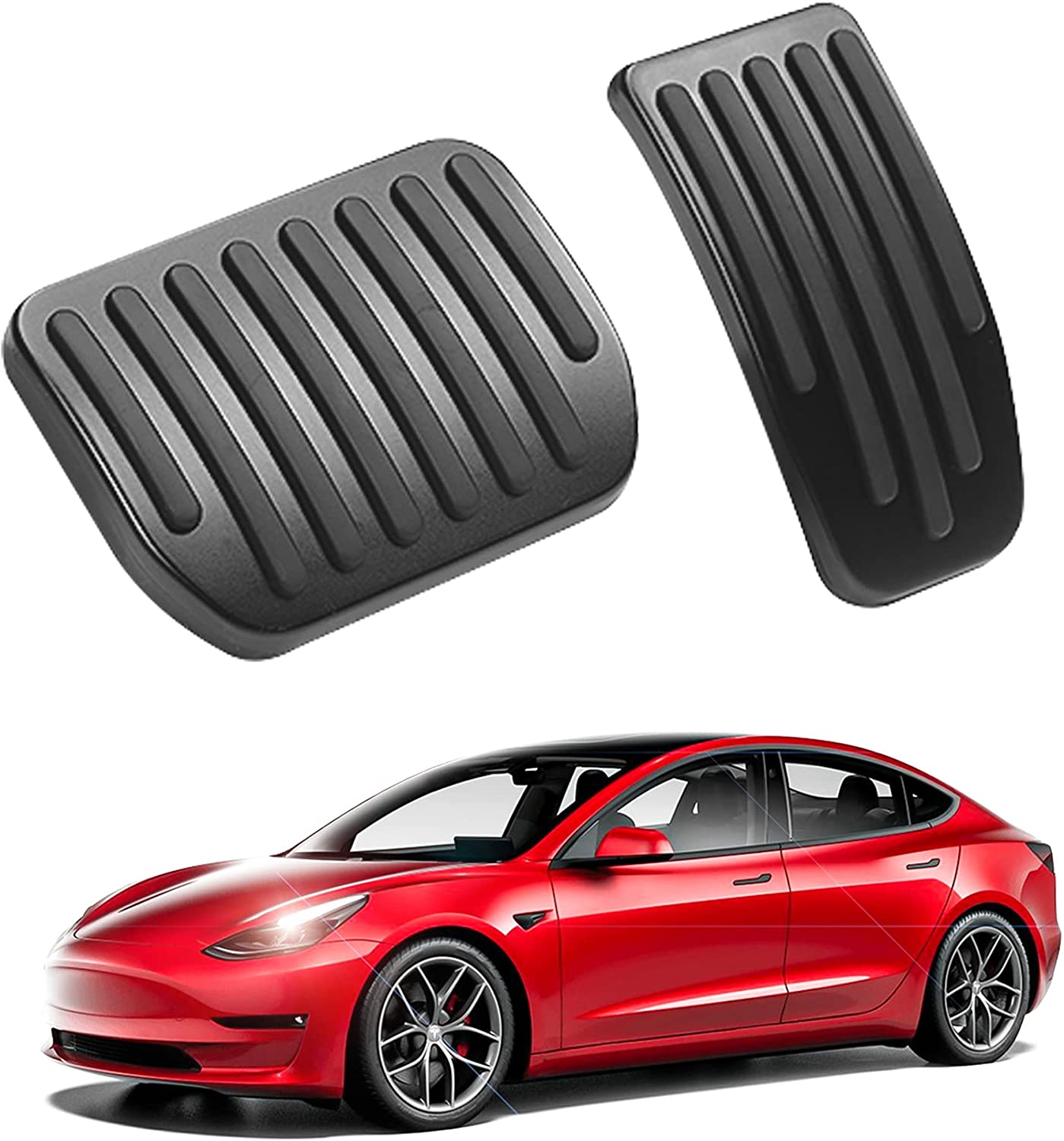 Tesla Model 3 Pedal Pad Cover Set Model 3&Y Accessories Matte Red Performance Non-Slip Foot Pedals