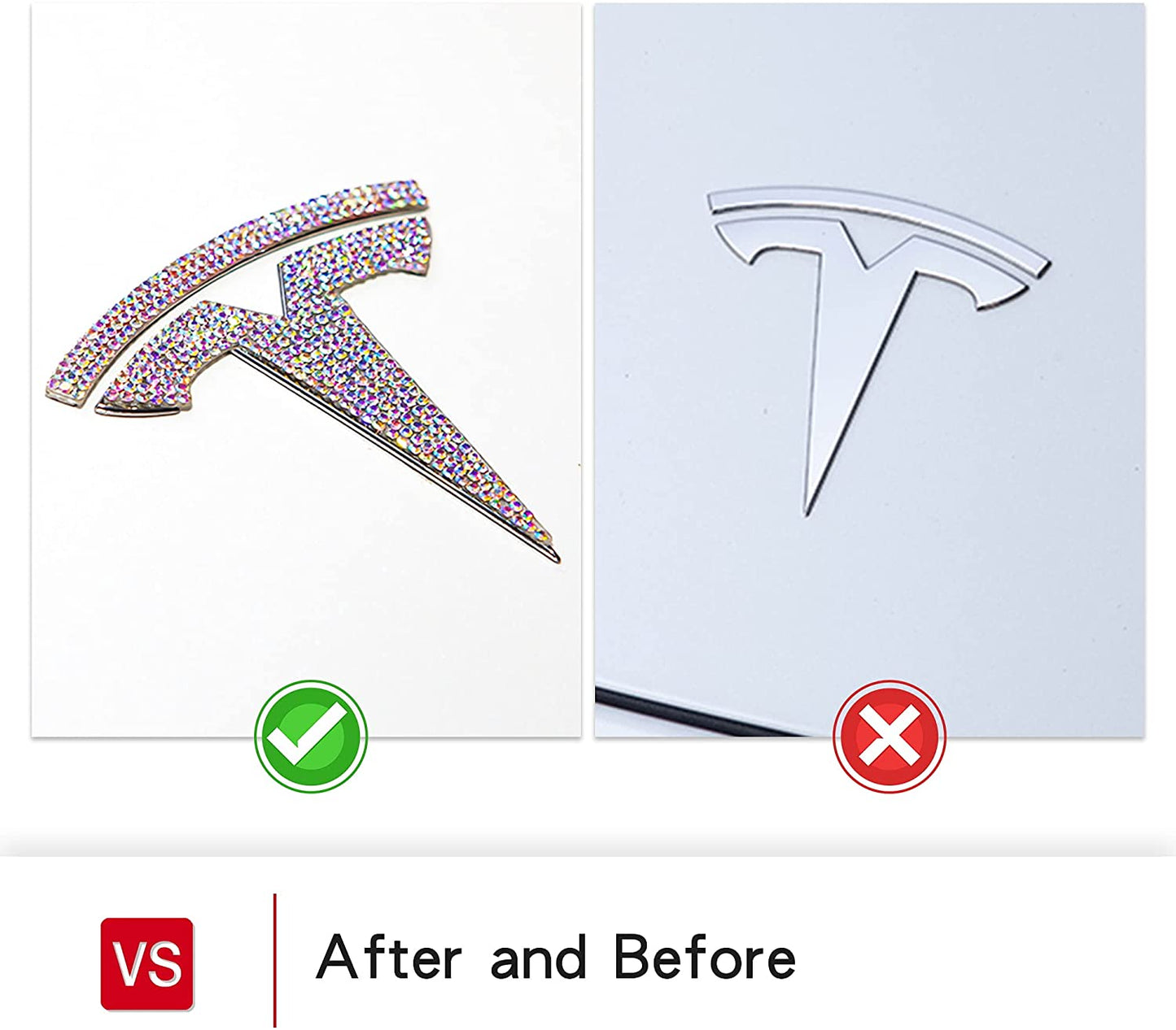 Tesla Model 3 Bling Diamond Tesla Logo Crystal Sticker Logo Caps DIY Decorative for Steering Wheel and Trunk Decoration