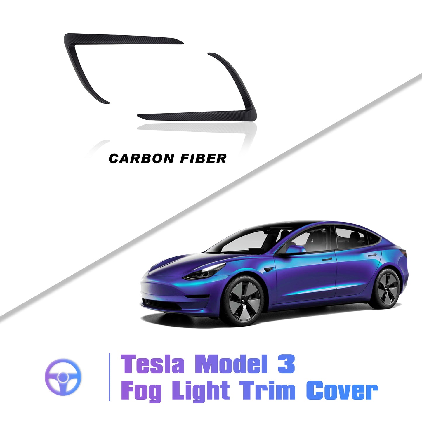 Tesla Model 3 Front Fog Light Trim Cover Fog Lamp Frame Blade Trim Eyebrow Spoiler for All Model 3