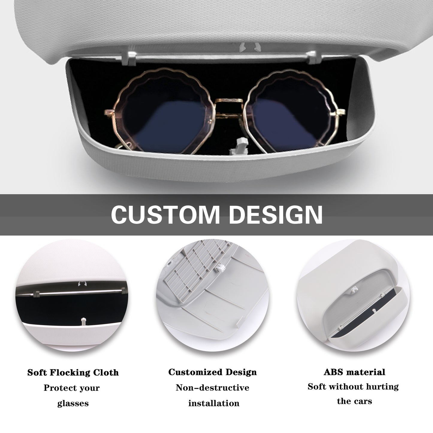 Arcoche Sunglasses Holder for Tesla M3/Y Eyeglasses Case Mount On Car Roof Fit for Storage Glasses Accessories