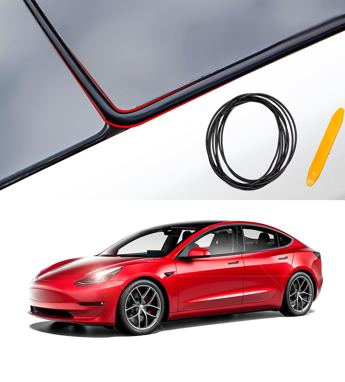 Tesla Model 3 Wind Noise Reduction Kit Quiet Seal Kit,Roof Seal Strip for 2016-2021 Tesla