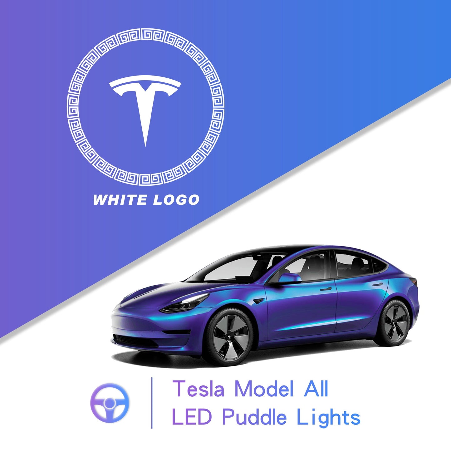 Tesla Model 3 LED Logo Projector Puddle Lights, Model 3/Y/S/X Car Door Light Accessories 2 PCS(Circle White)