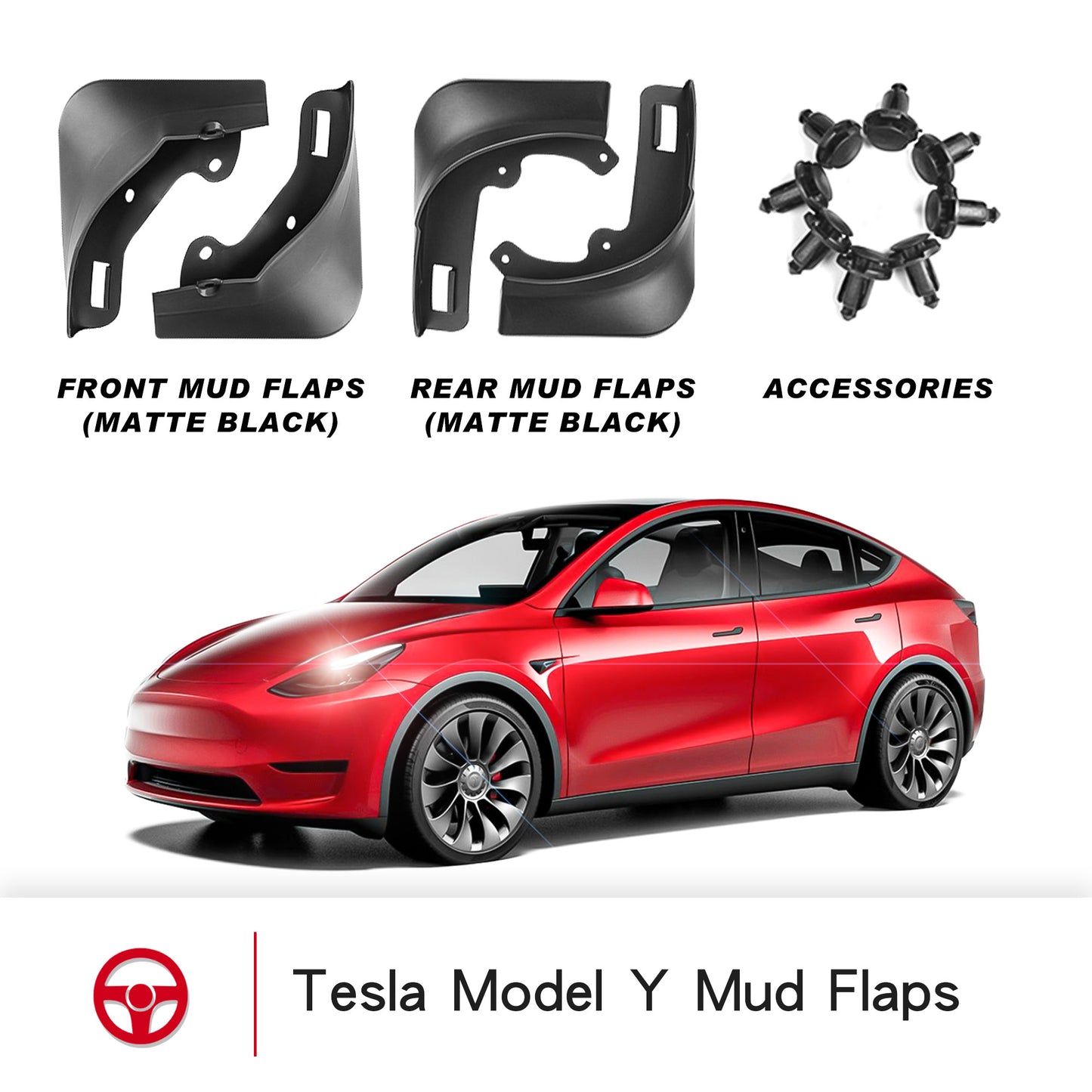 Tesla Model Y Mud Flaps Splash Guards No Drilling Tesla Model Y Accessories(Set of 4)