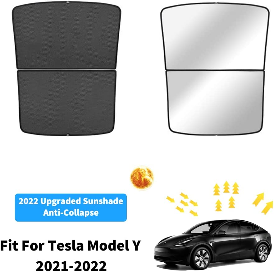 Fit for Tesla Model Y 2021 2022 Sunshade Skylights Rear Window Sun Shade, Sunroof Foldable and Double-Layered UV Protection(Model Y 2021 2022 Accessories,White)…