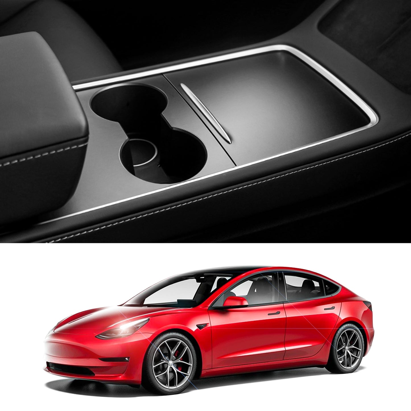 Tesla Model 3 Center Console Armrest Panel Box Cover Modification Accessories Decoration Custom Fit 2021 Model 3/Y (Carbon Fiber)